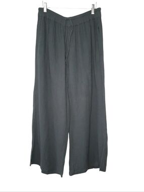 Pact Organic Cotton Gauze Pull On Pants Wide Leg Grey Womens Size Large Pockets